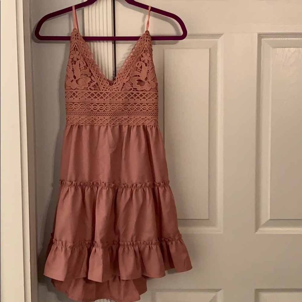 dusty pink sundress with tie back